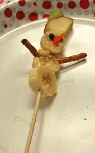 snowman fruit kabob