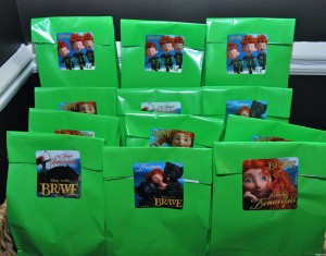 favor bags for a Brave party