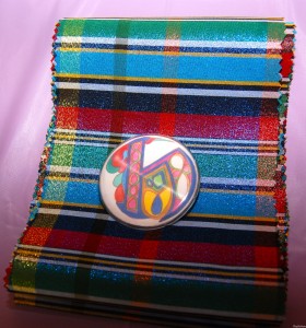 Plaid Sash and Personalized Brooch