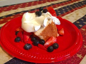 Red, White, & Blue Angel Cake dessert ... one of PlayDrMom's favorite 4th of July treats!