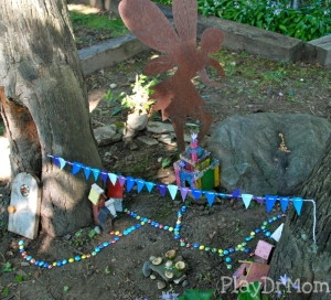 PlayDrMom's simple backyard magical fairy village garden.