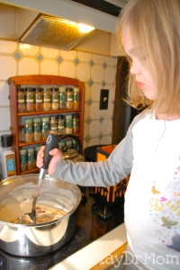 Mixing up the play dough