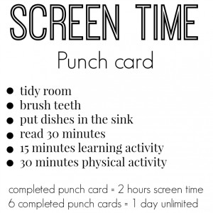 screen time punch card